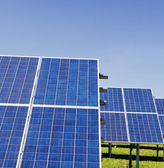 An array of clean solar panels